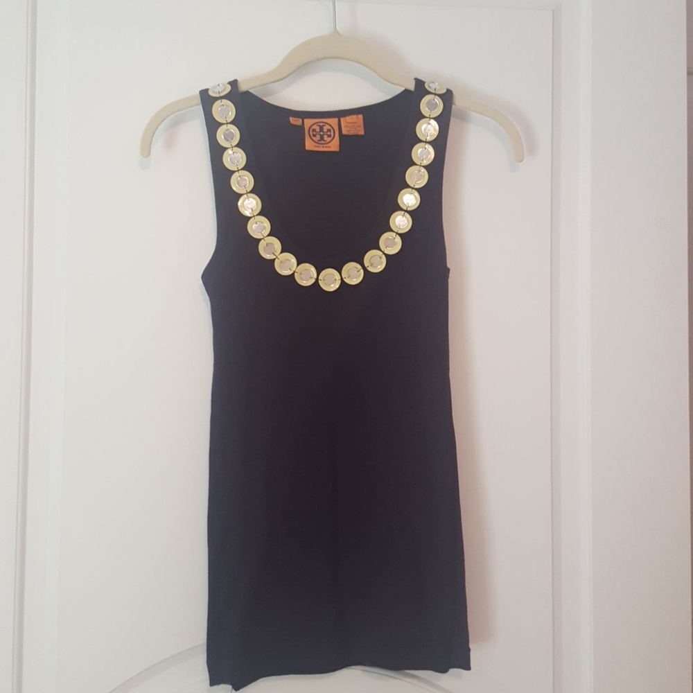Tory Burch Navy Embellished Tank Top